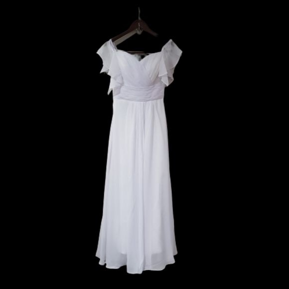 Aurora White Gown Floor Length White Chiffon Dress - Picture 4 of 5